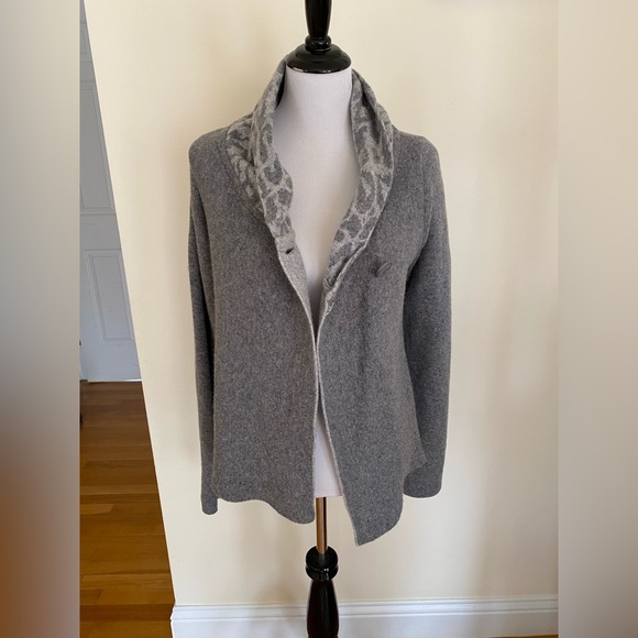 Chiaramente Made in Italy Wool Animal Print Cardigan Size Large - Picture 3 of 15